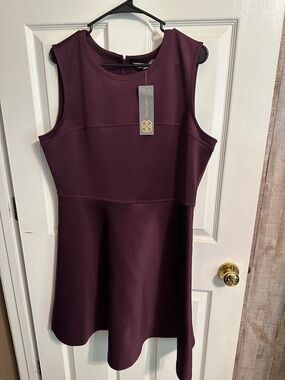 Daisy Fuentes Sleeveless Fit-and-Flare Mini Dress in Plum